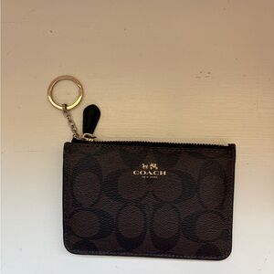 Coach Dark Brown Signature Keychain Pouch